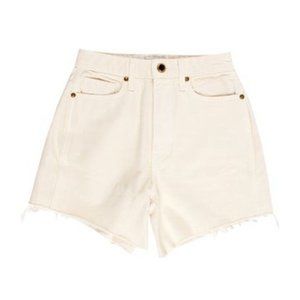 Khaite Authentic Mitch Solid Bone White High Rise Denim Jean Shorts 24 00 0